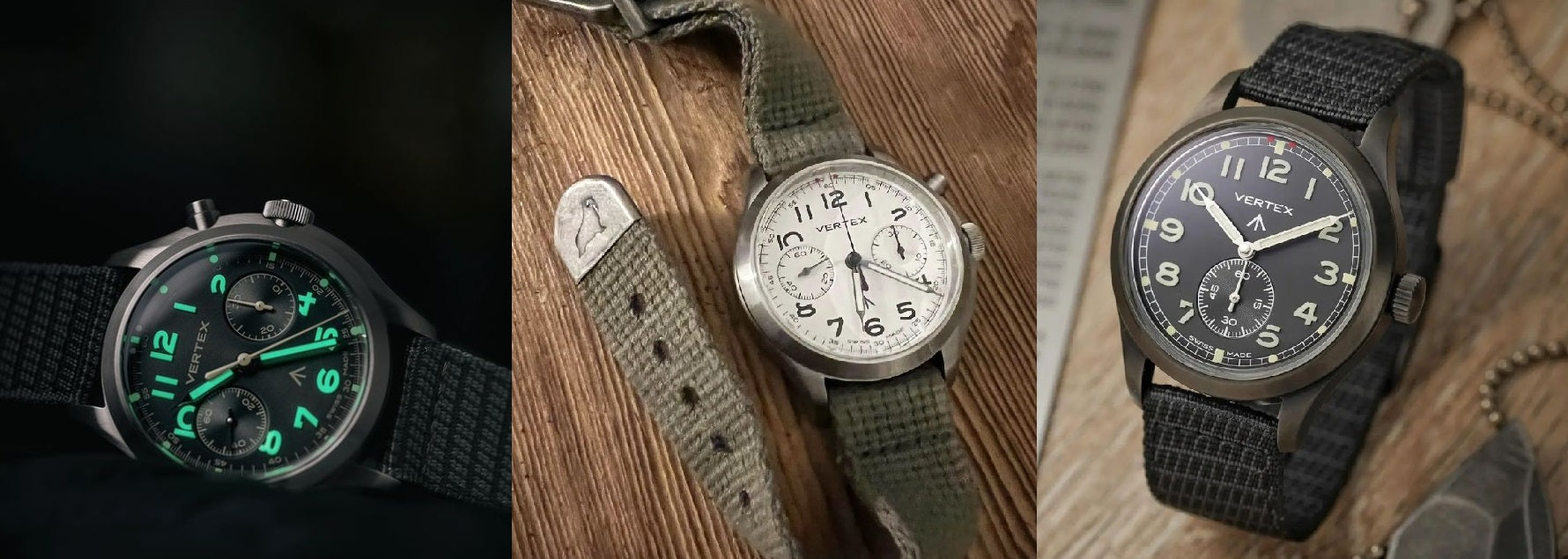 Niche brand Vertex paired with fabric watch straps