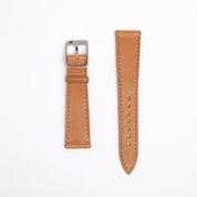 RSM's tan Buttero watch strap in Biscotti Tan features tight, neat stitches along the tapered perimeter, perfectly matching the color of Italian biscuits.