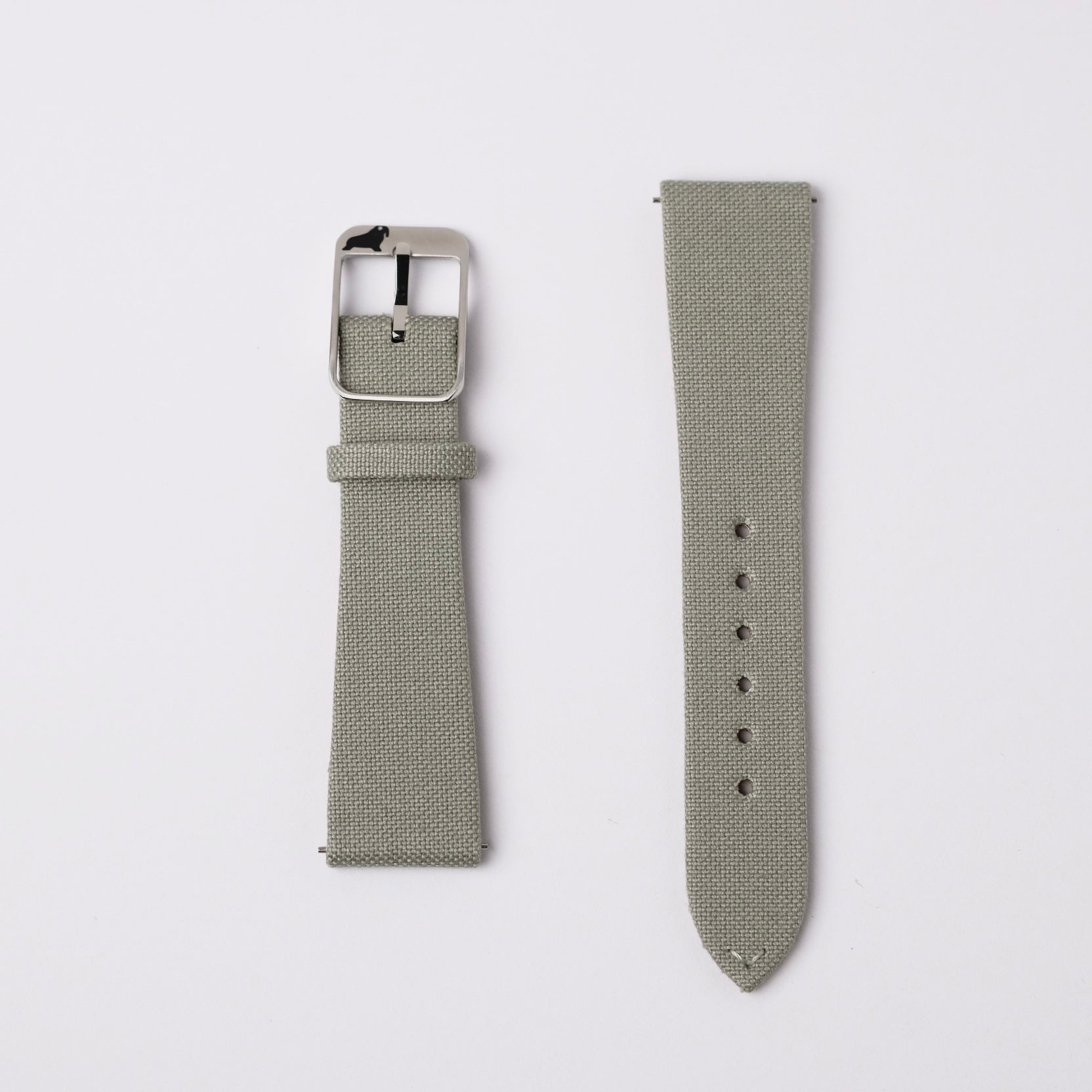 The RSM Safari Green Fine Canvas Strap, made from Japanese cotton, features a textured finish, 316L buckle, and minimal stitch for a clean look.