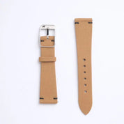 Roasted Tea Fine Canvas Watch Strap by RSM, made from Japanese cotton canvas with black accent stitching and a 316L stainless steel buckle for added style.