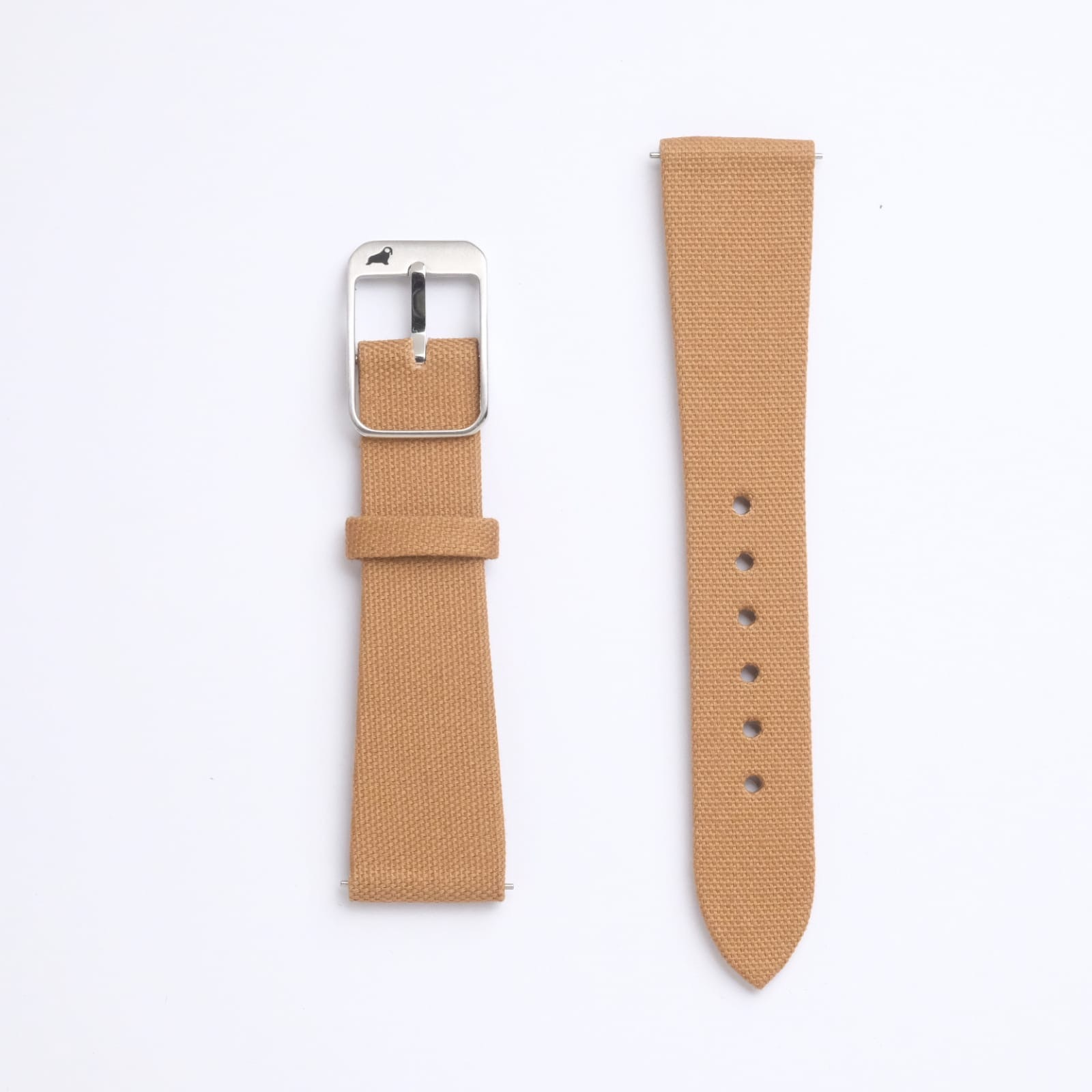 Roasted Tea Fine Canvas Watch Strap by RSM, crafted from Japanese cotton canvas, featuring a 316L stainless steel buckle for durability and style.